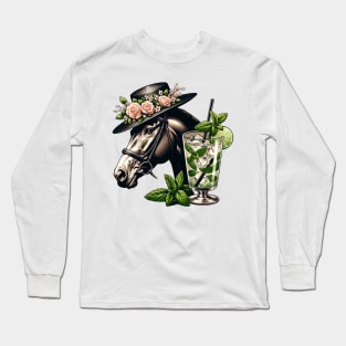 Horse Derby Party Equestrian Mint Julep Funny Horse Long Sleeve T-Shirt